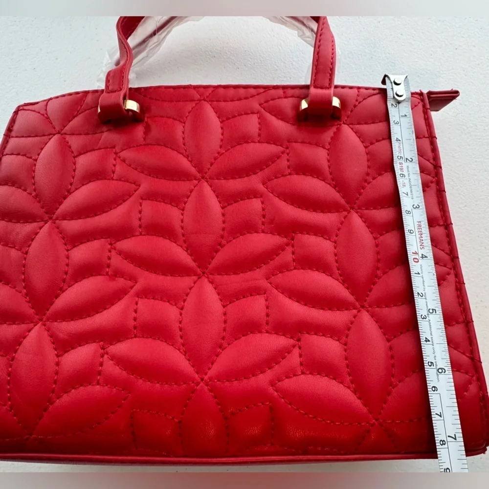 Draper James RSVP Quilted Mini Tote Crossbody Lipstick Red Faux Leather Bag